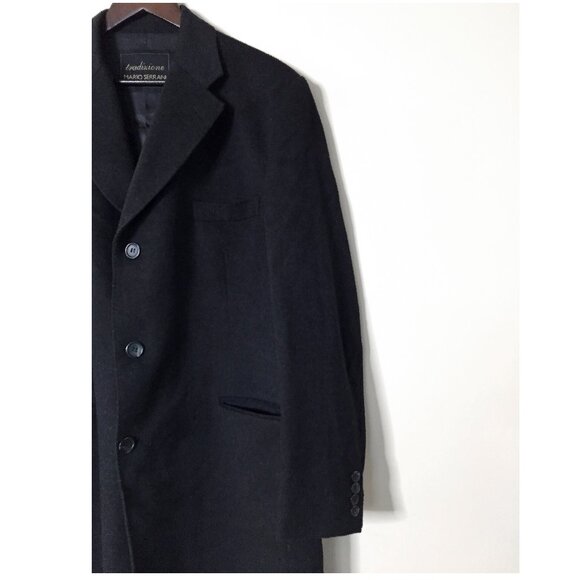 Men's Mario Serrani 90% Virgin Wool & 10% Cashmere Classic Black Coat - Picture 5 of 12